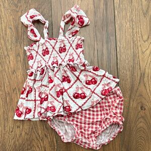 Posh Peanut Cherry Bummie Set Size 12-18 Months